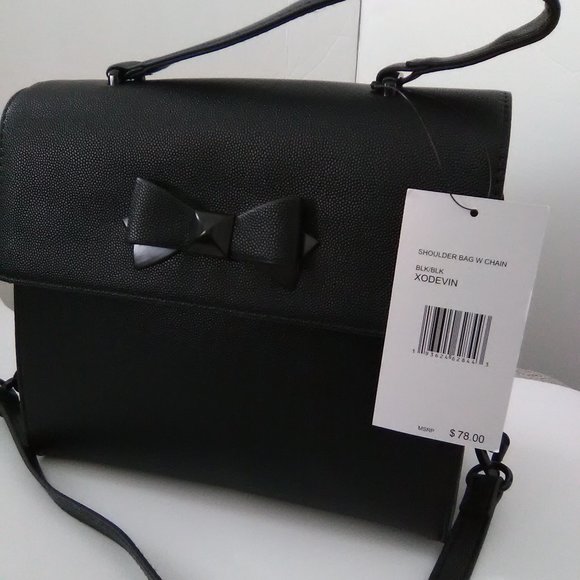 Betsey Johnson Color Black Faux Leather/Rope Chain Shoulder Bag Pocketbook NWT - Picture 2 of 9